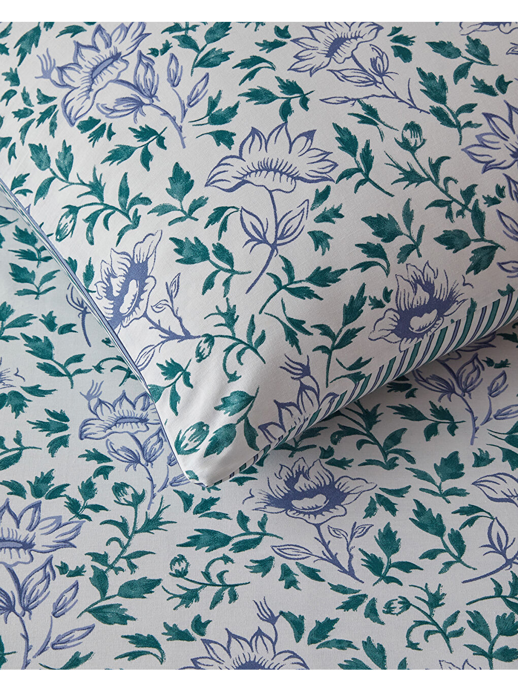 Gentle Flower Pamuk Çift Kişilik Nevresim Takımı 200x220 cm Yeşil-Mavi-4