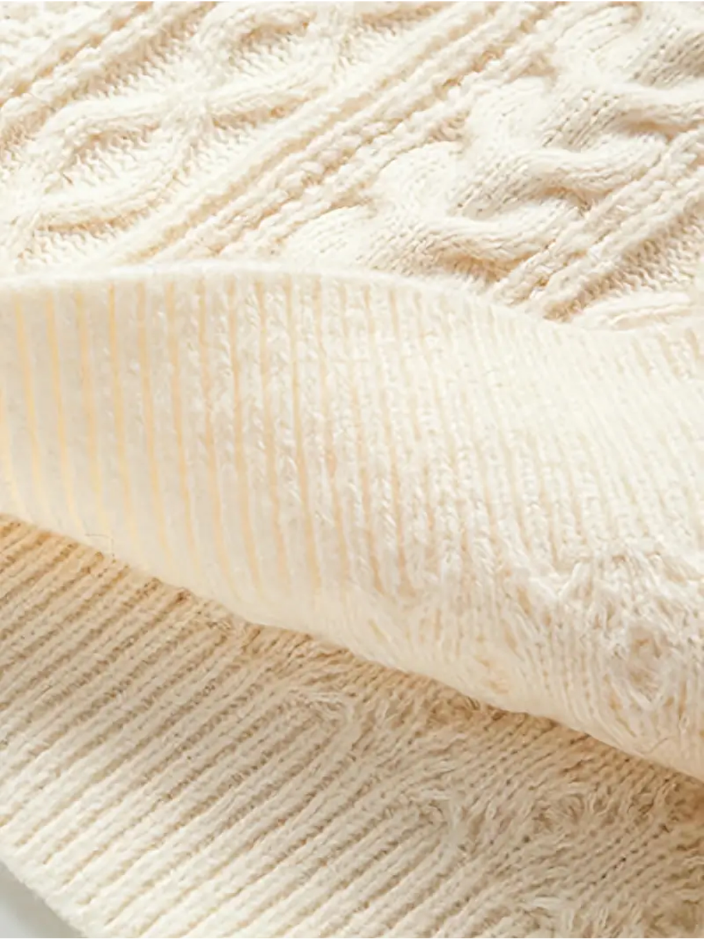 Beyaz Erkek Saç Örgülü Yürütmeli Regular Fit Bisiklet Yaka Triko Kazak-3