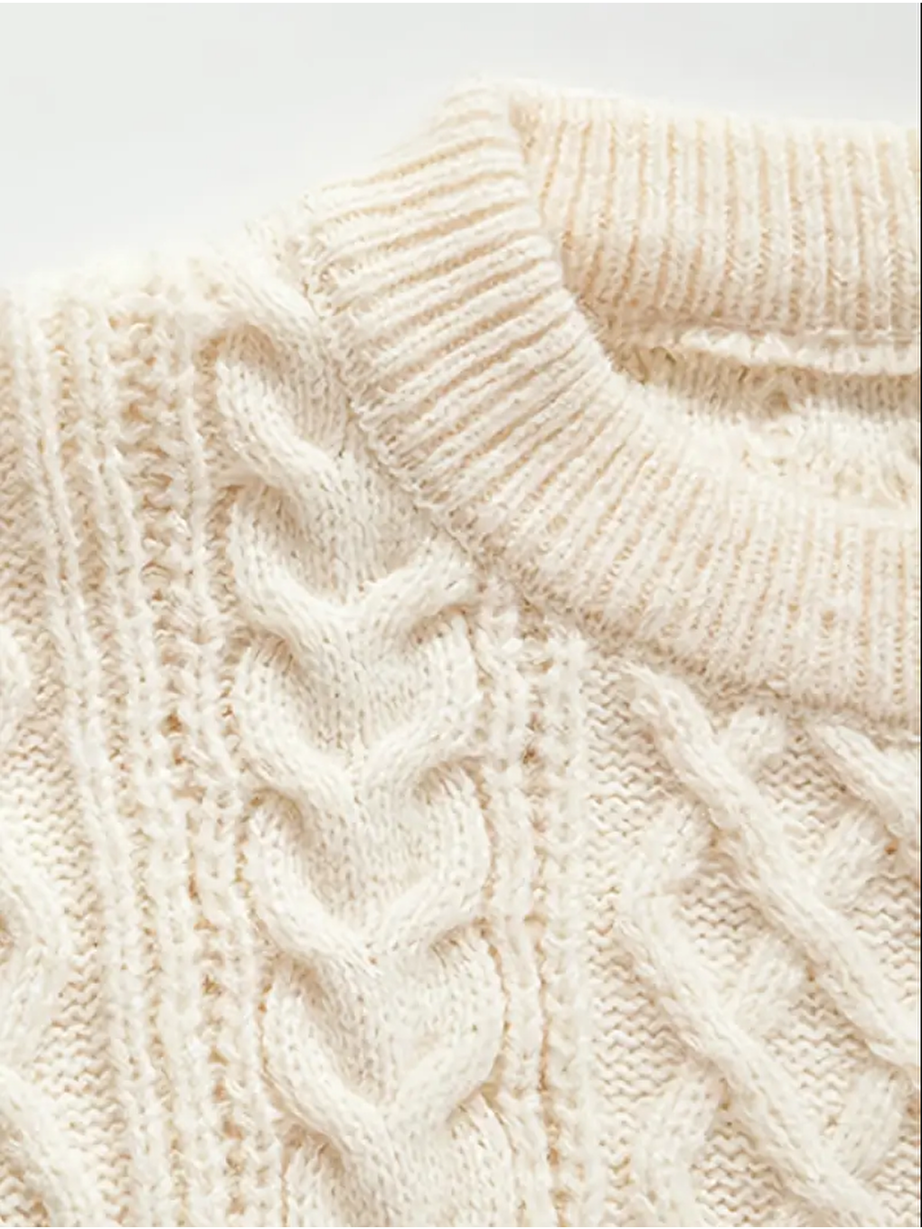 Beyaz Erkek Saç Örgülü Yürütmeli Regular Fit Bisiklet Yaka Triko Kazak-4