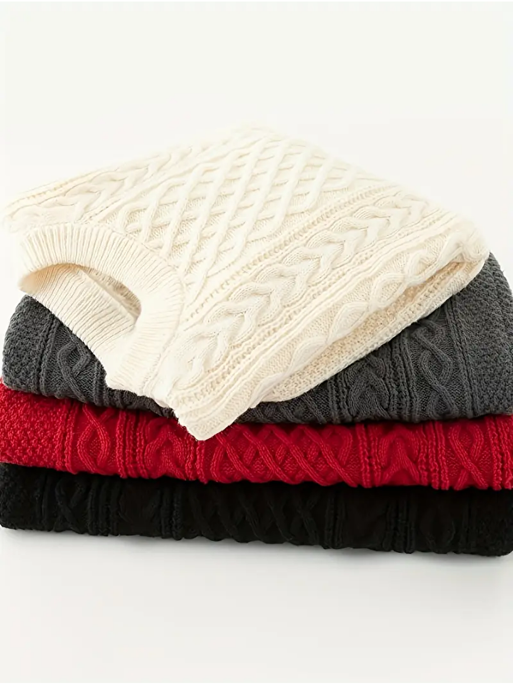 Beyaz Erkek Saç Örgülü Yürütmeli Regular Fit Bisiklet Yaka Triko Kazak-5