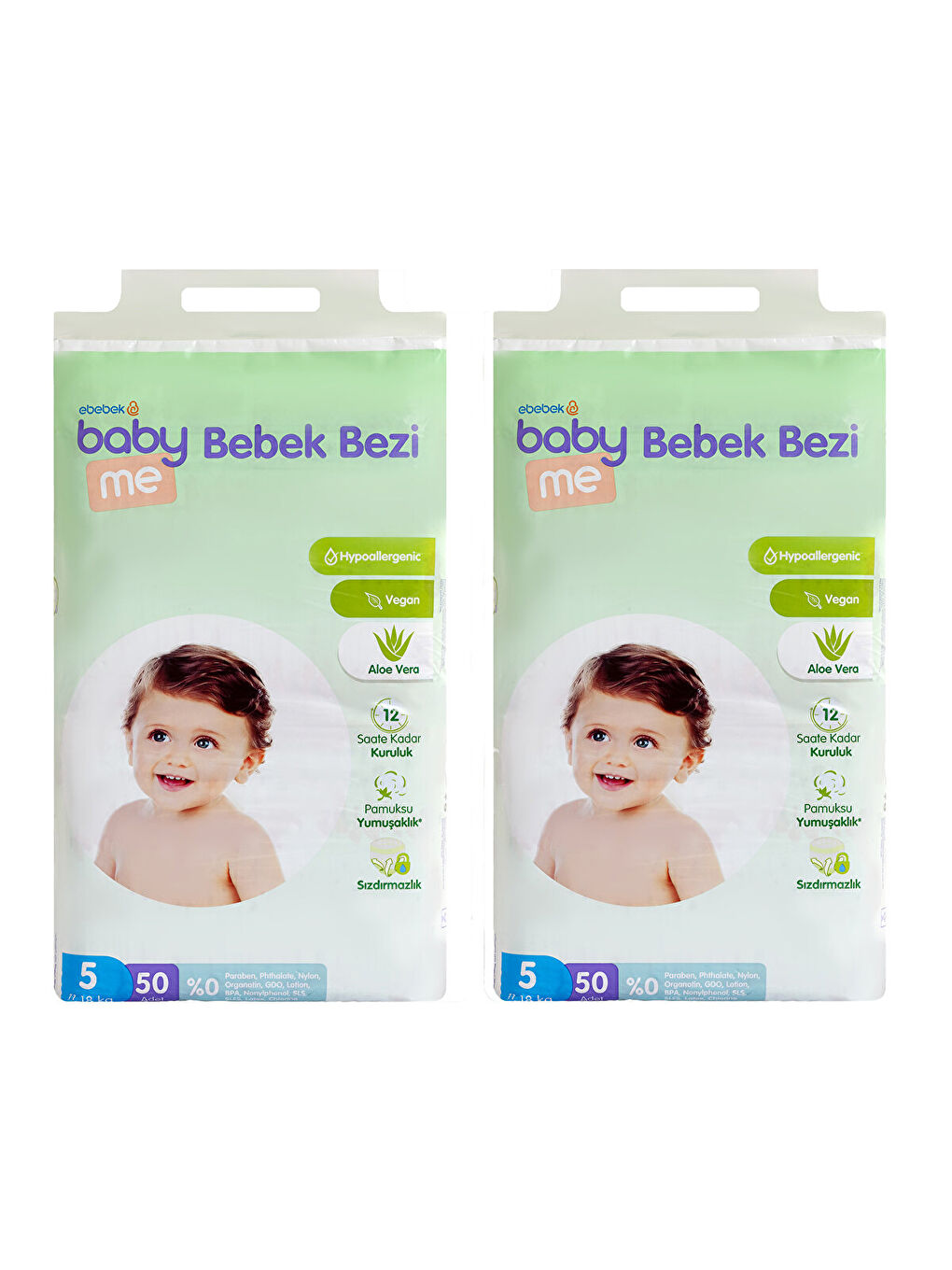 baby me Aloe Vera Junior 5 Numara Bebek Bezi 11-18 kg 100 adet