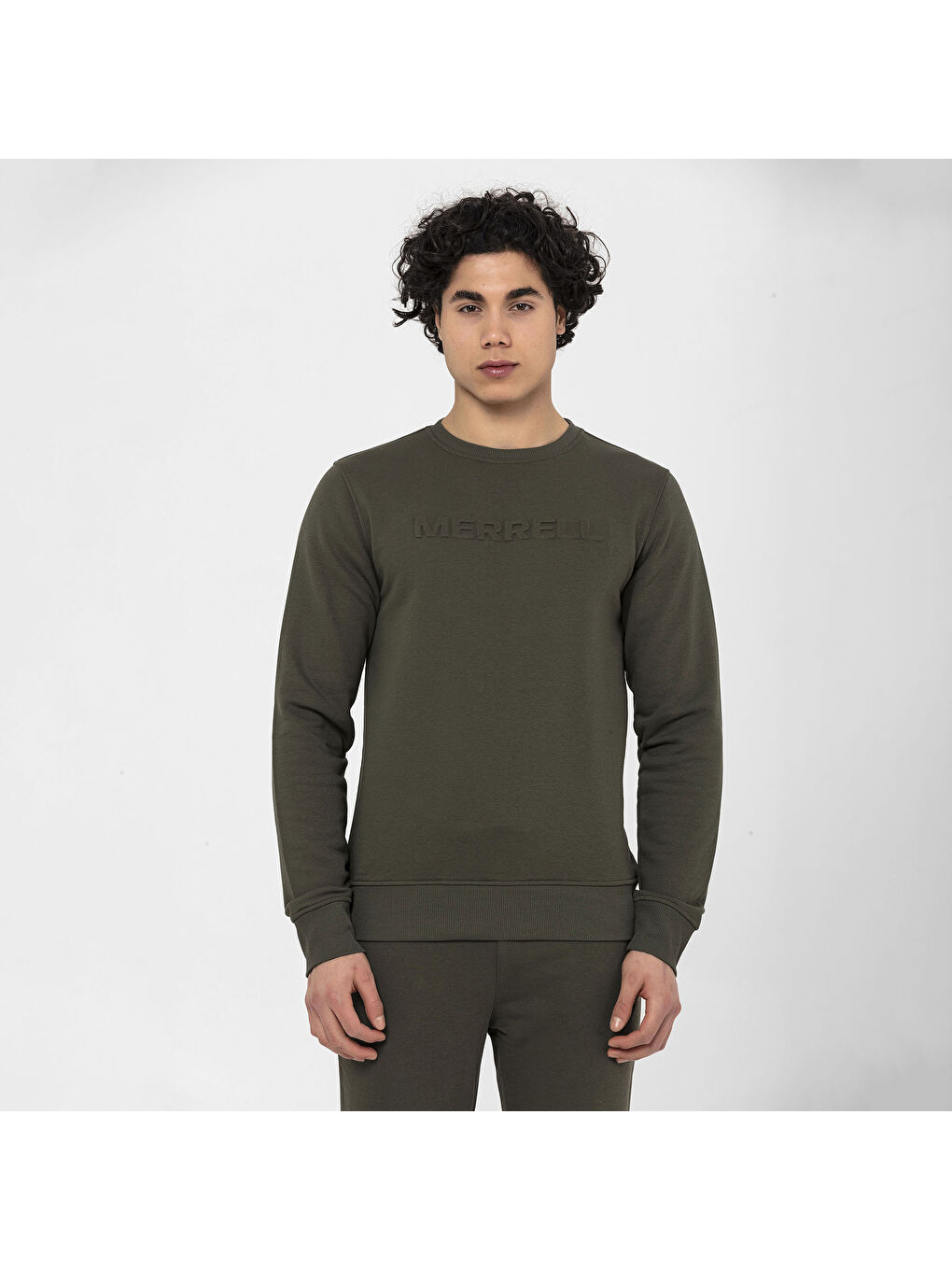 Haki Simple Erkek Yeşil Sweatshirt