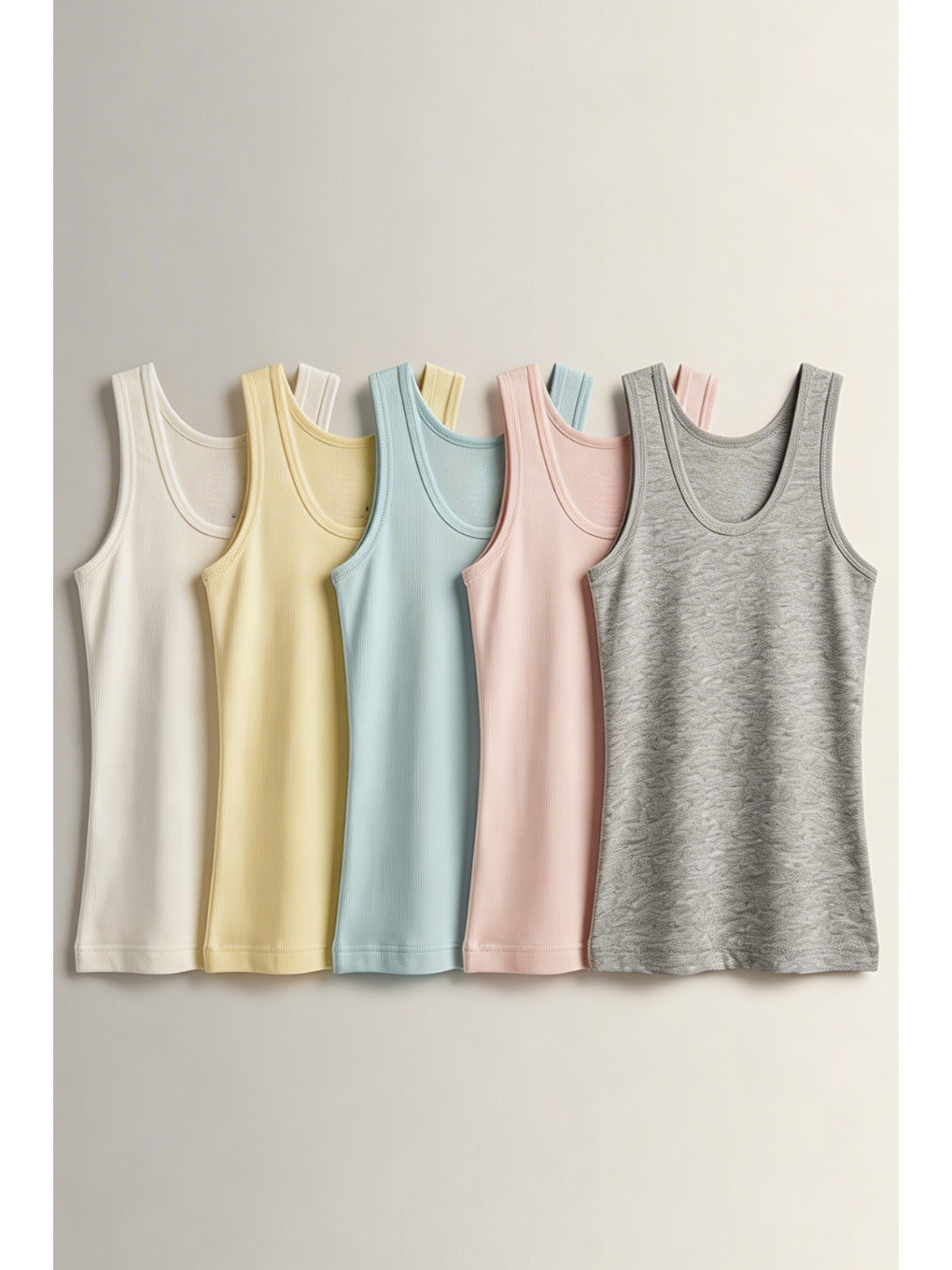 Karışık 5'Li Paket Kalın Askılı Kız Çocuk Atlet Çok Renkli