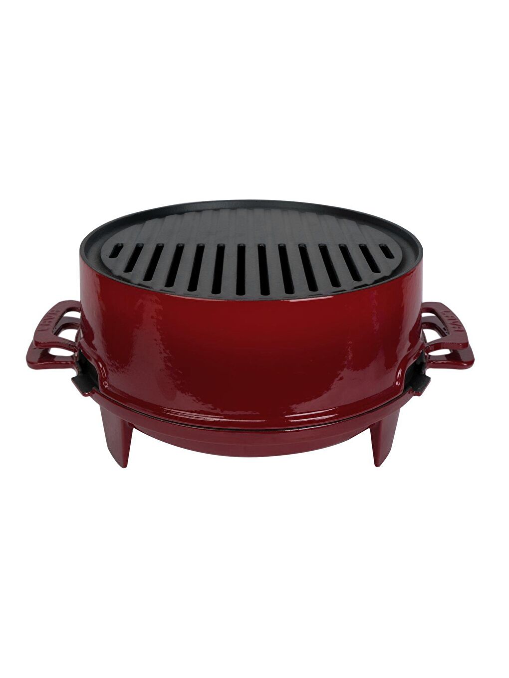 Bordo Yuvarlak Mangal Izgara Set Döküm Demir Yekpare Çift Kulplu Çap (Ø)36cm.