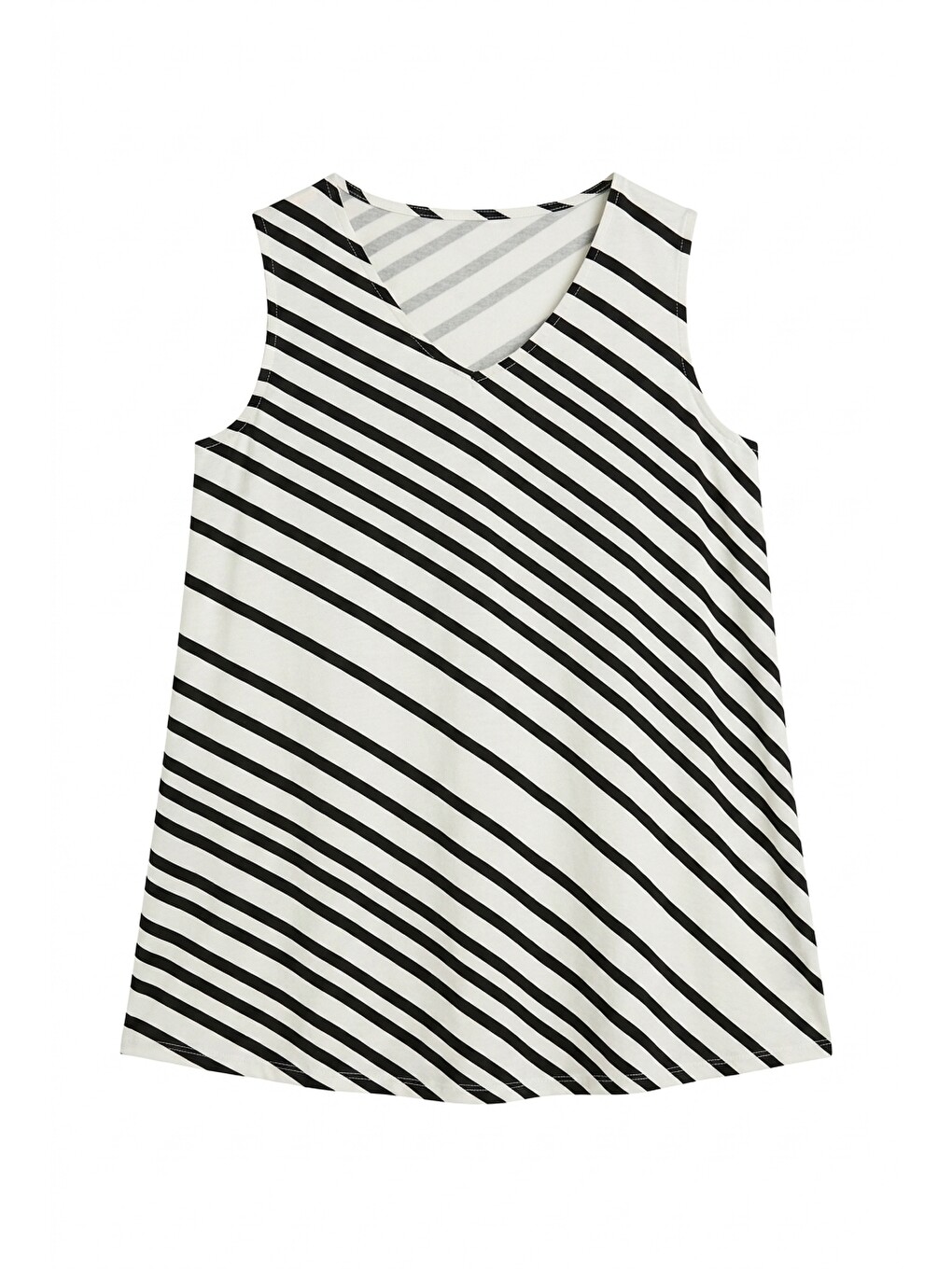 Beyaz Çizgili Kolsuz T-shirt-3