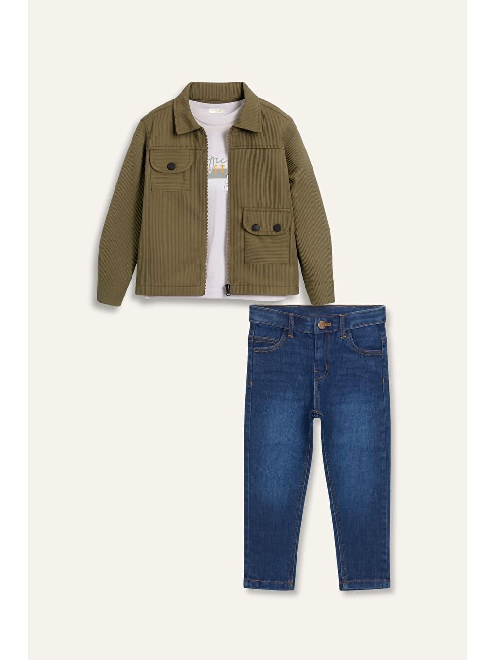 Erkek Çocuk Ceketli 3'Lü Takım  - Haki-3