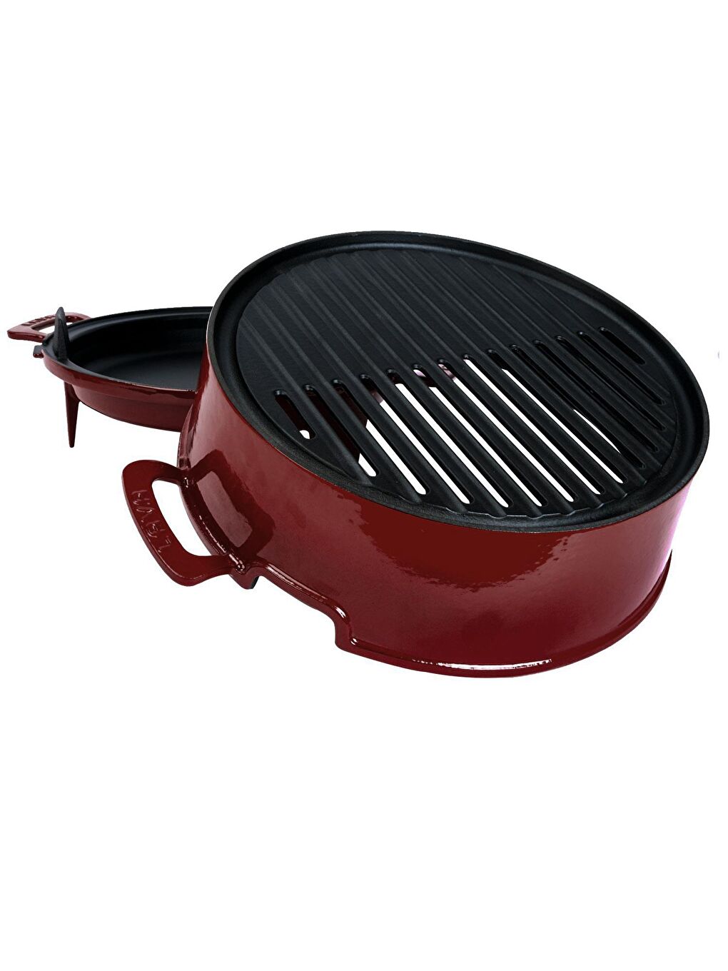 Bordo Yuvarlak Mangal Izgara Set Döküm Demir Yekpare Çift Kulplu Çap (Ø)36cm.-1