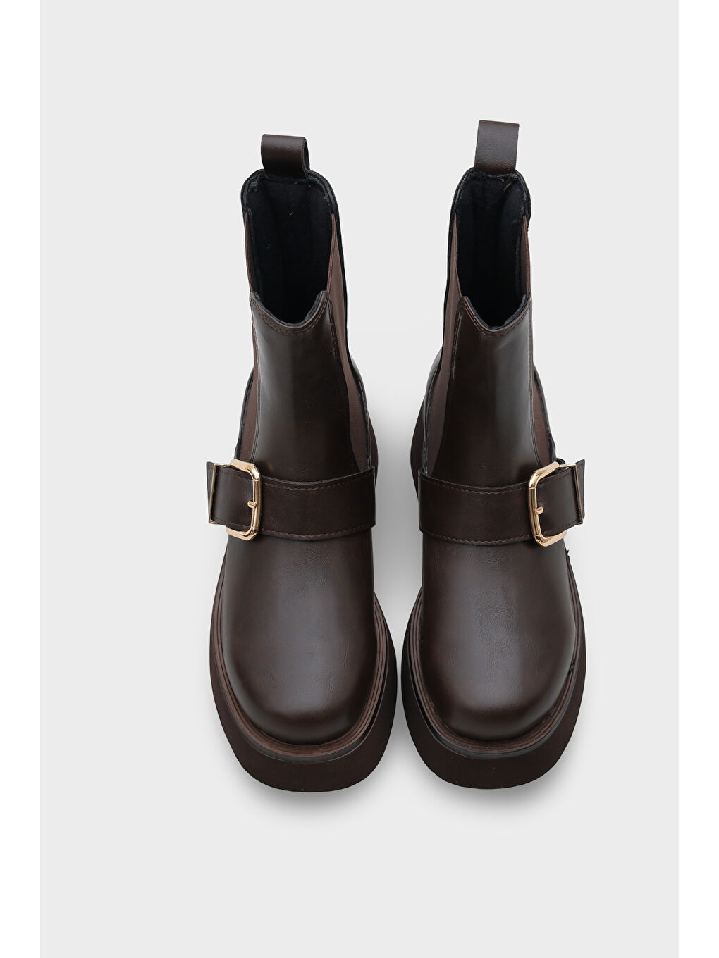 Kahverengi Gennie Yuvarlak Burunlu Yandan Trak Tabanlı Kadın Bot-4