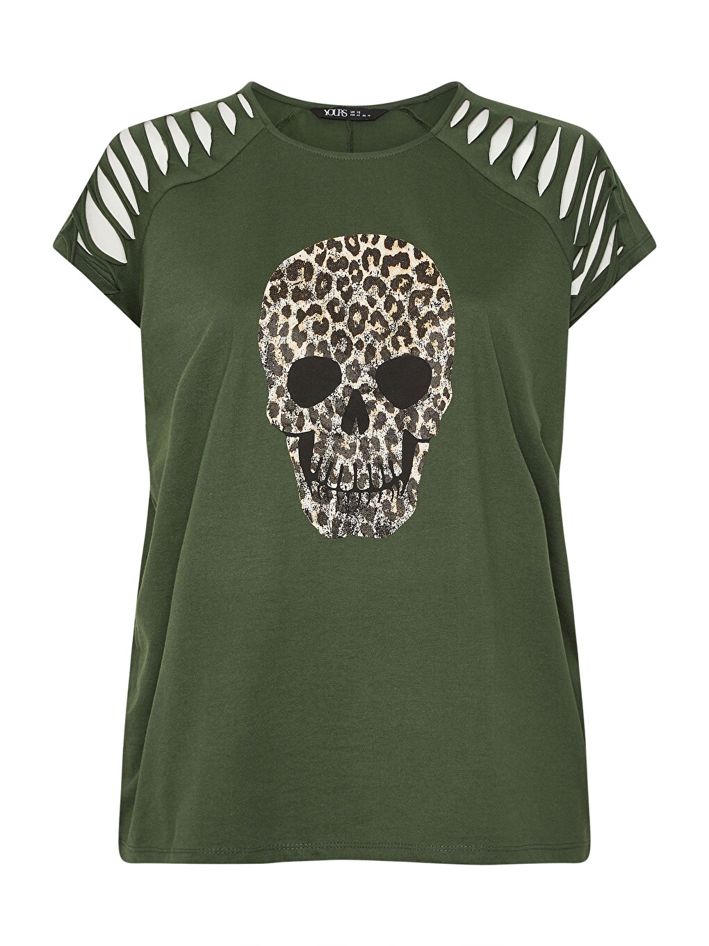 Yeşil Kuru Kafa Desenli T-shirt