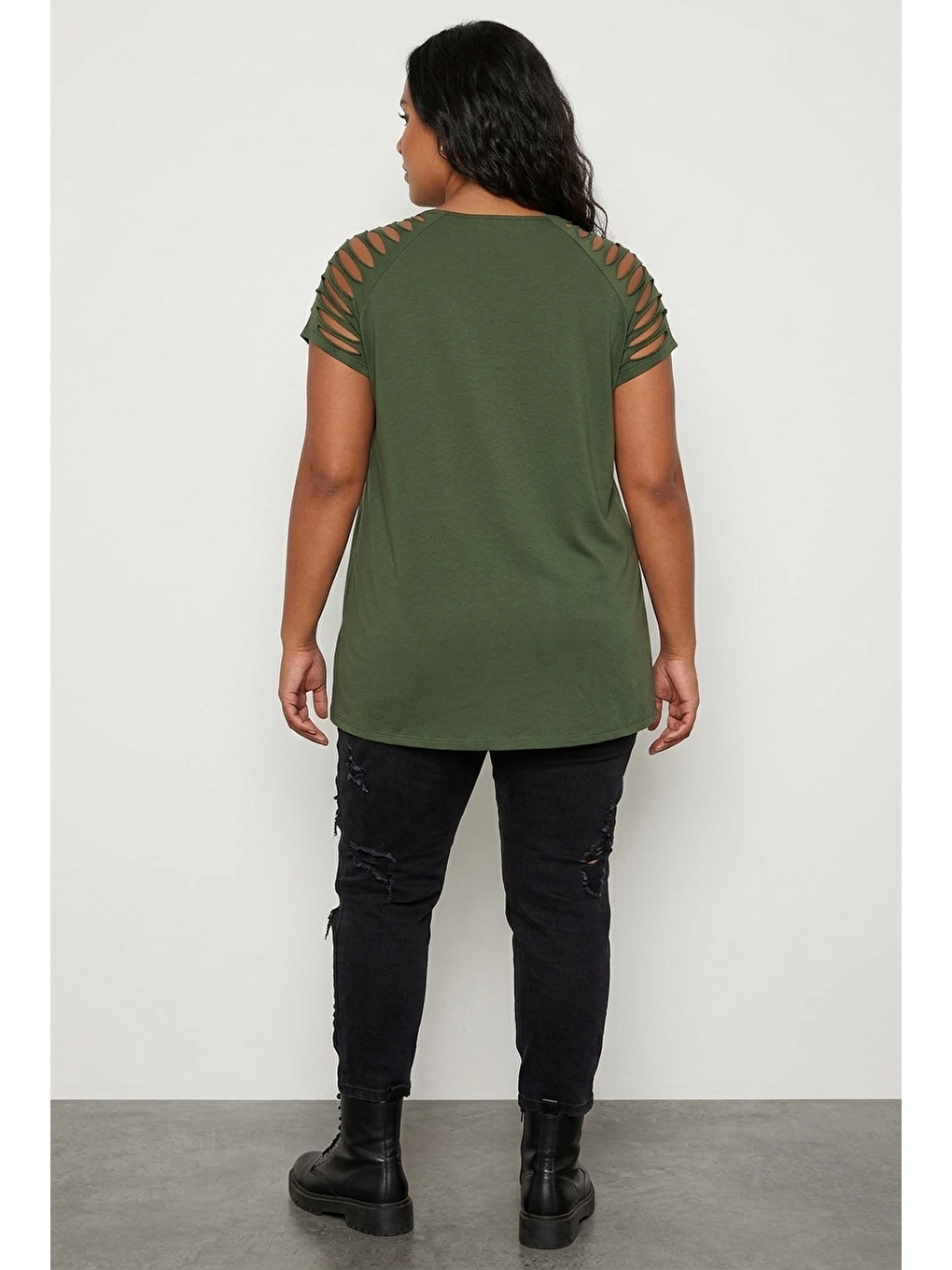 Yeşil Kuru Kafa Desenli T-shirt-4