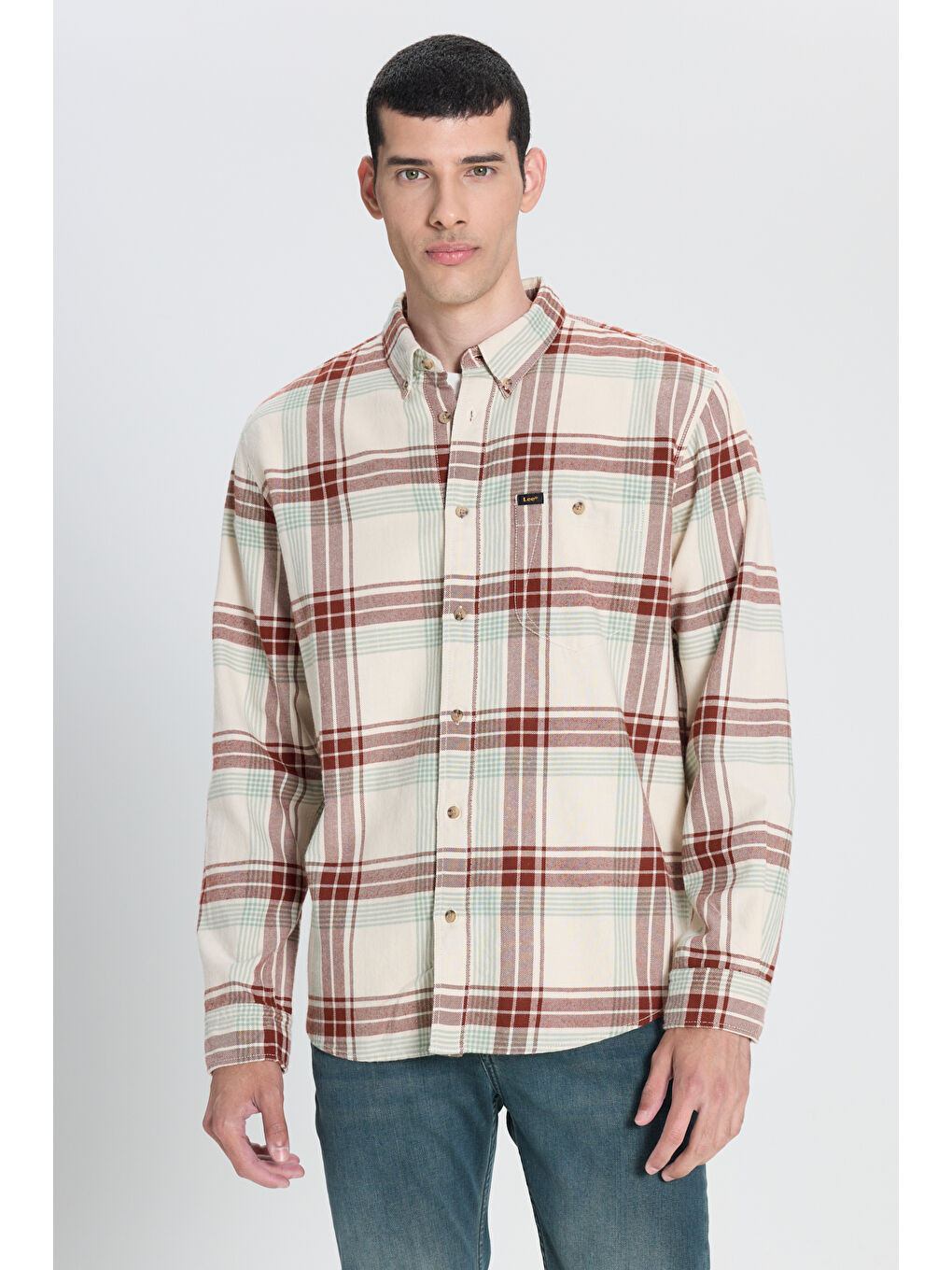 Relaxed Fit Geniş Kesim %100 Pamuk Ekru Gömlek Ceket