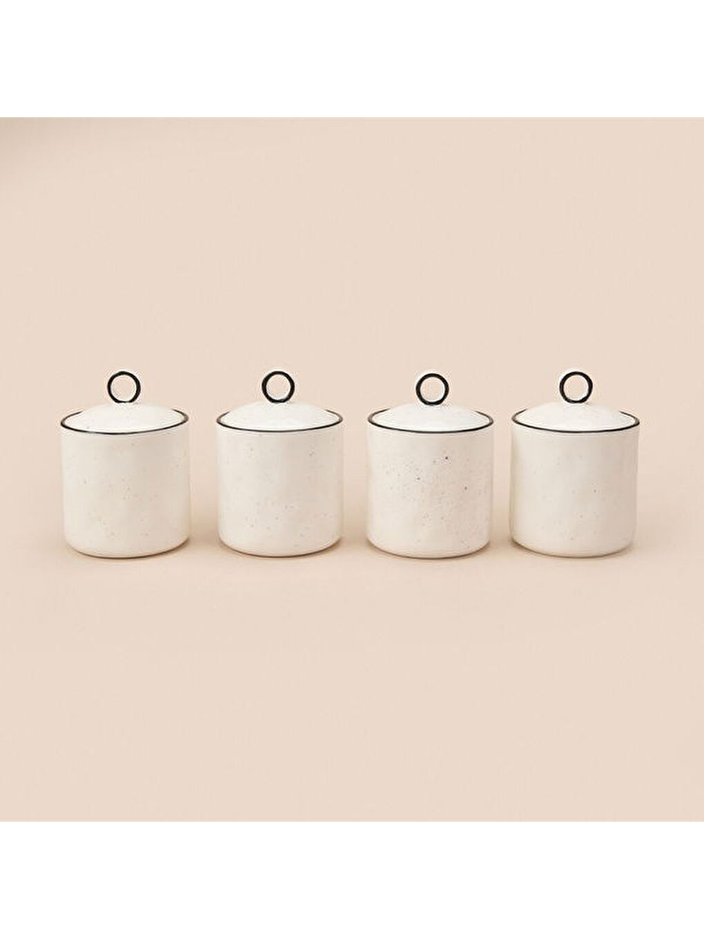 4'lü Porselen Baharatlık - Beyaz