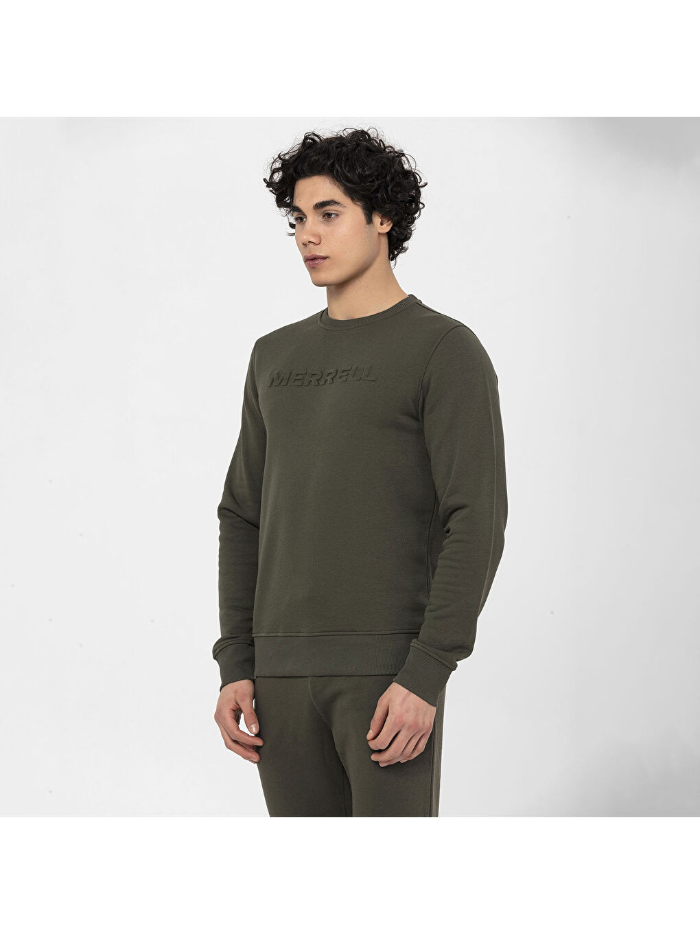 Haki Simple Erkek Yeşil Sweatshirt-4