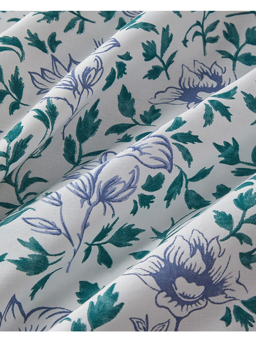 Gentle Flower Pamuk Çift Kişilik Nevresim Takımı 200x220 cm Yeşil-Mavi-5