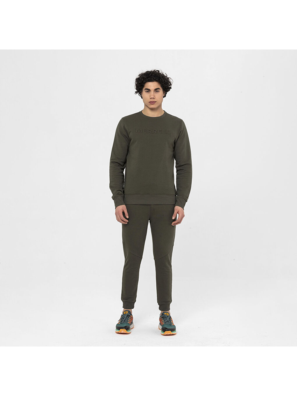 Haki Simple Erkek Yeşil Sweatshirt-5