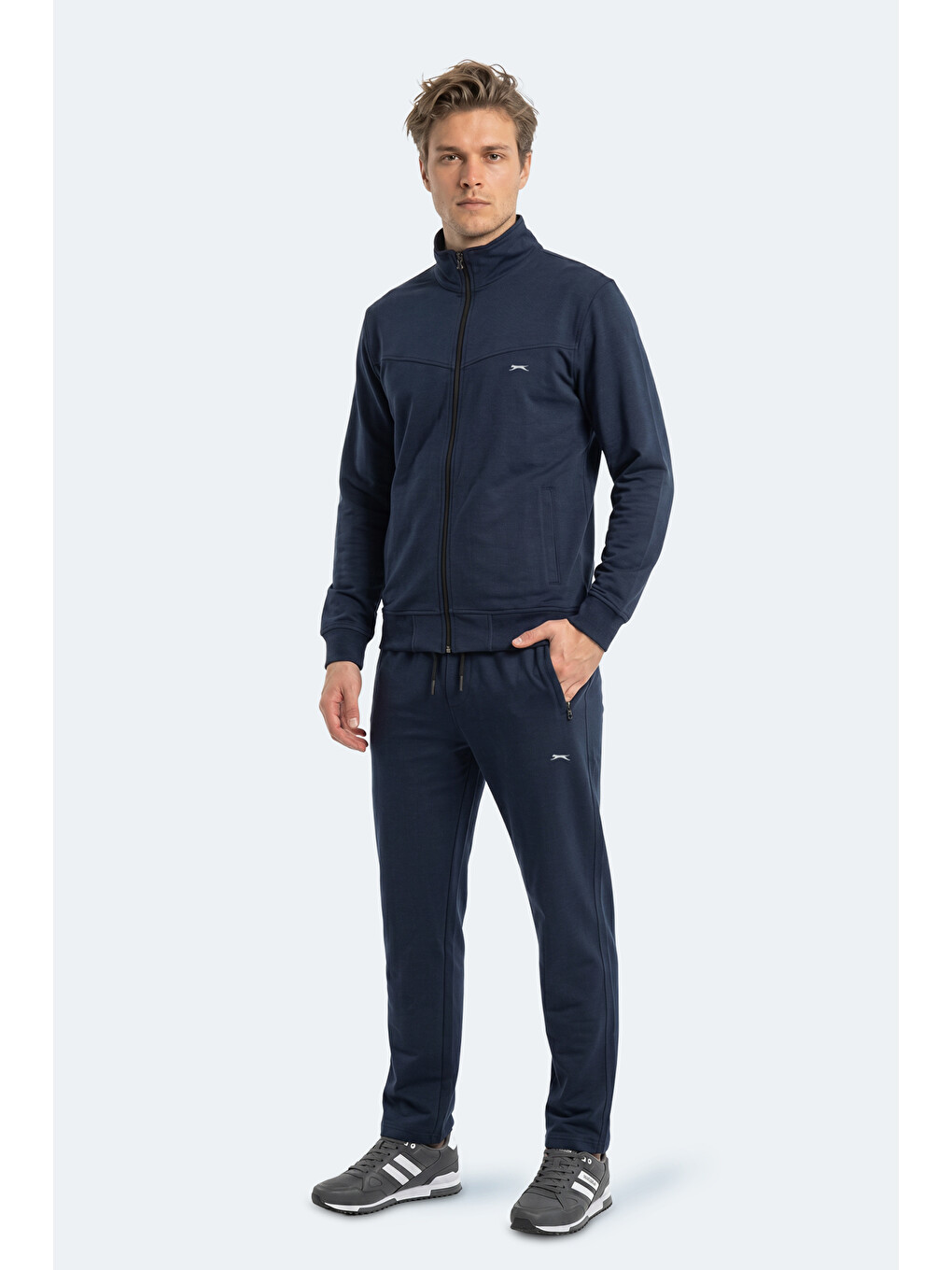 Boost Gear Erkek Fermuarlı Dik Yaka Cepli Lacivert Eşofman Takımı