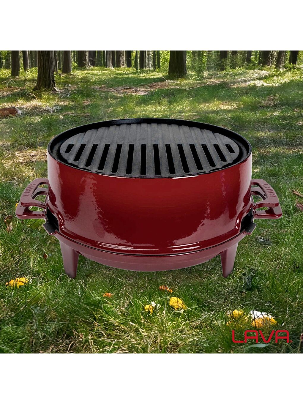 Bordo Yuvarlak Mangal Izgara Set Döküm Demir Yekpare Çift Kulplu Çap (Ø)36cm.-6