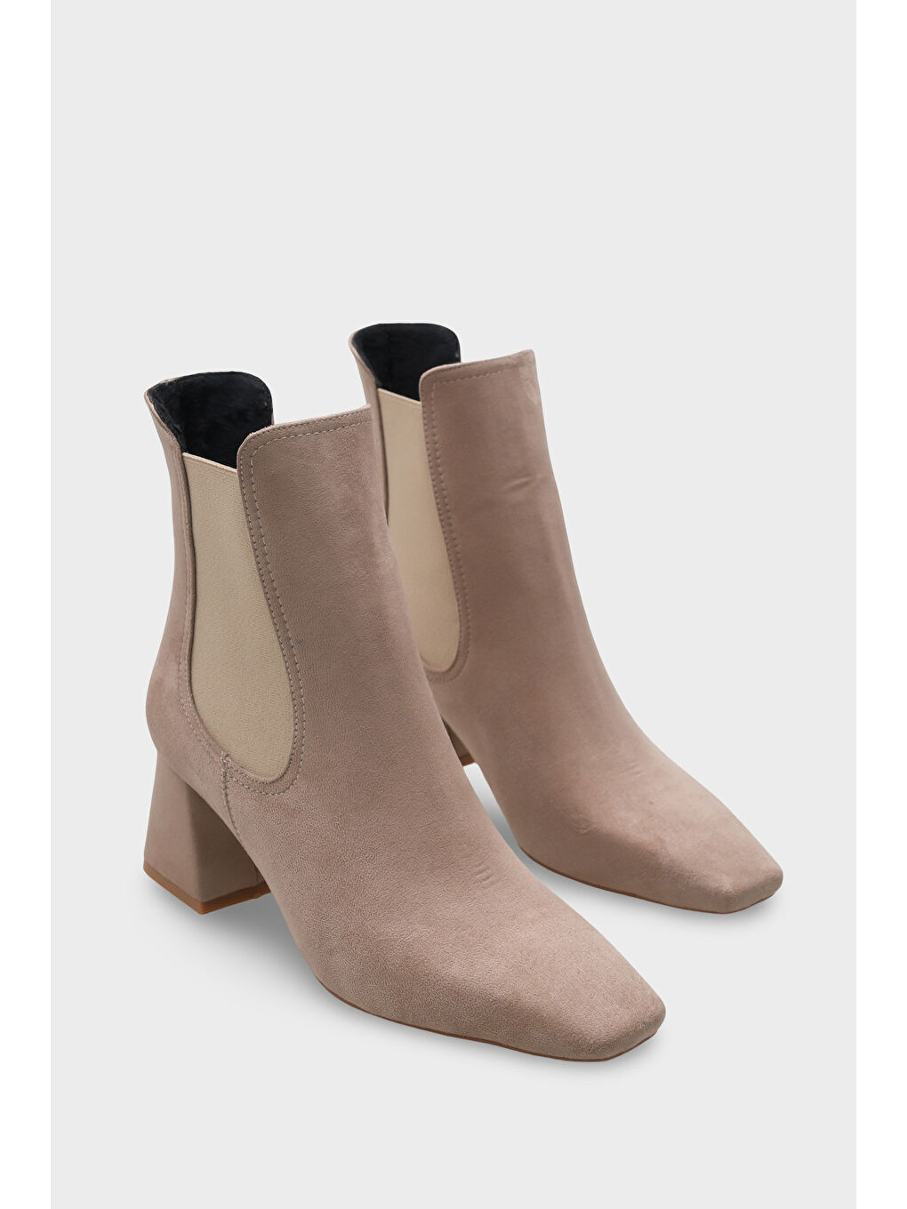 Bej Ronny Sivri Burunlu Yandan Lastikli Kadın Bot-1