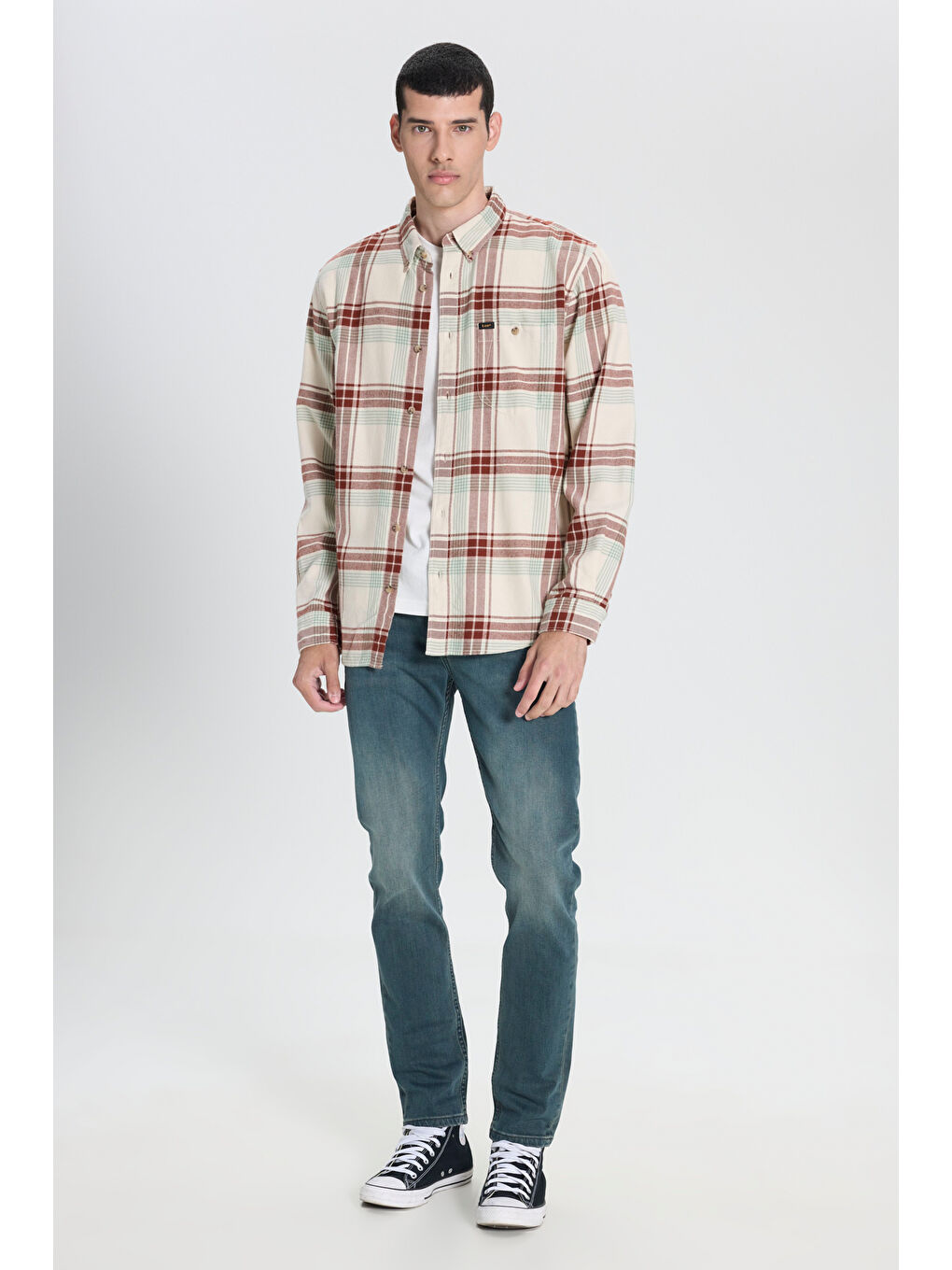 Relaxed Fit Geniş Kesim %100 Pamuk Ekru Gömlek Ceket-2