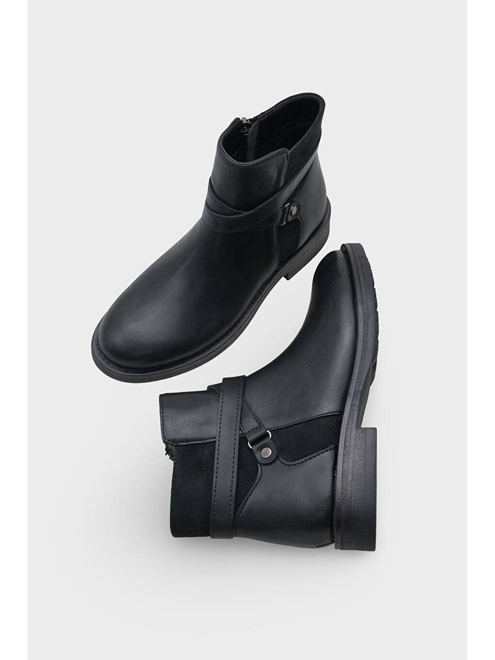Siyah Tory Yandan Fermuarlı Kadın Bot-4