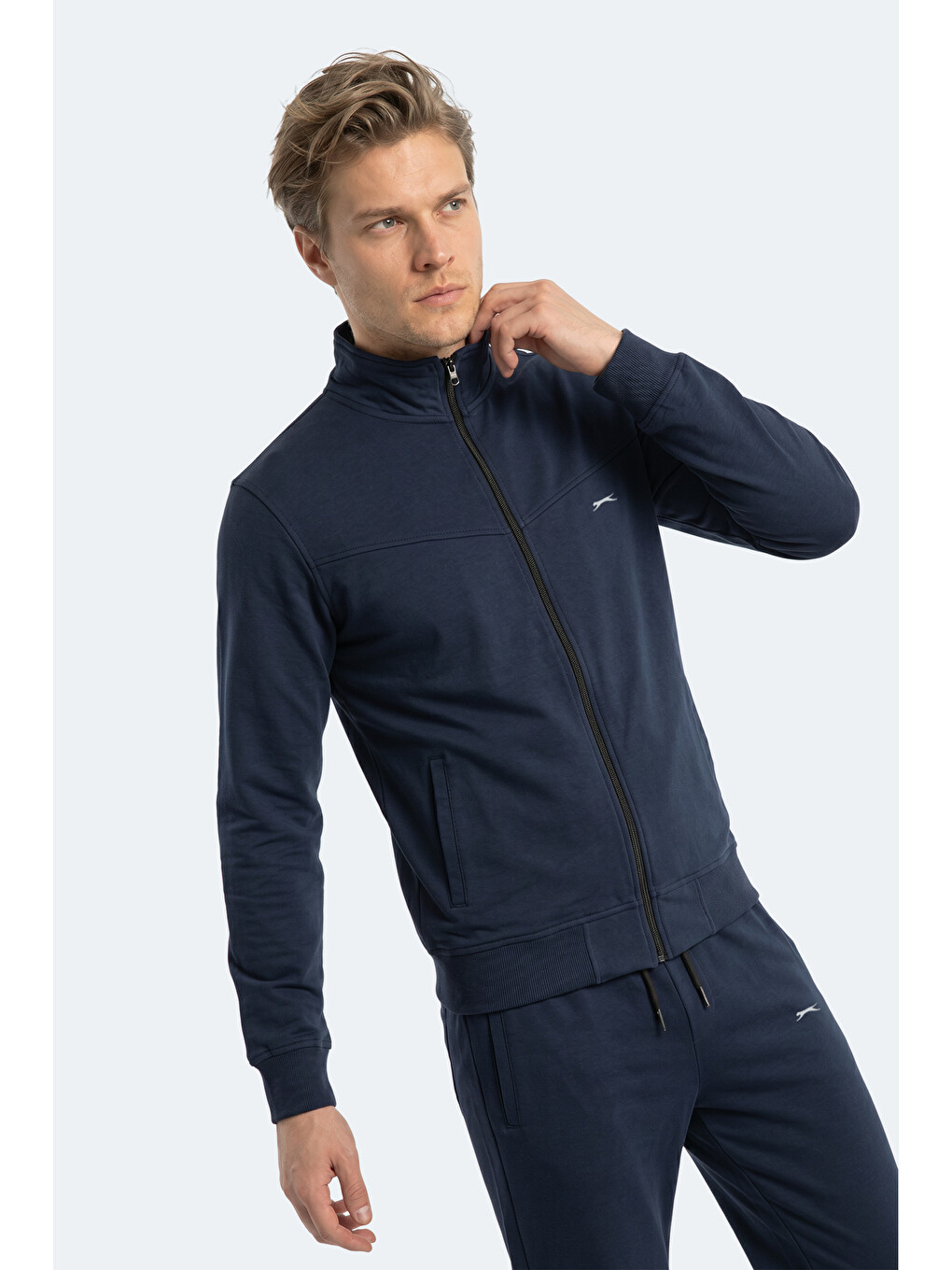 Boost Gear Erkek Fermuarlı Dik Yaka Cepli Lacivert Eşofman Takımı-4