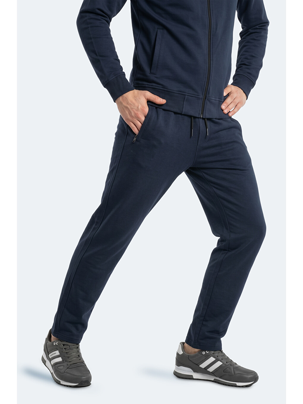 Boost Gear Erkek Fermuarlı Dik Yaka Cepli Lacivert Eşofman Takımı-6
