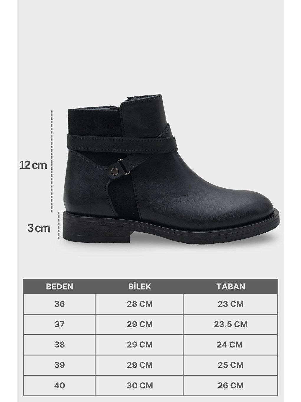 Siyah Tory Yandan Fermuarlı Kadın Bot-6