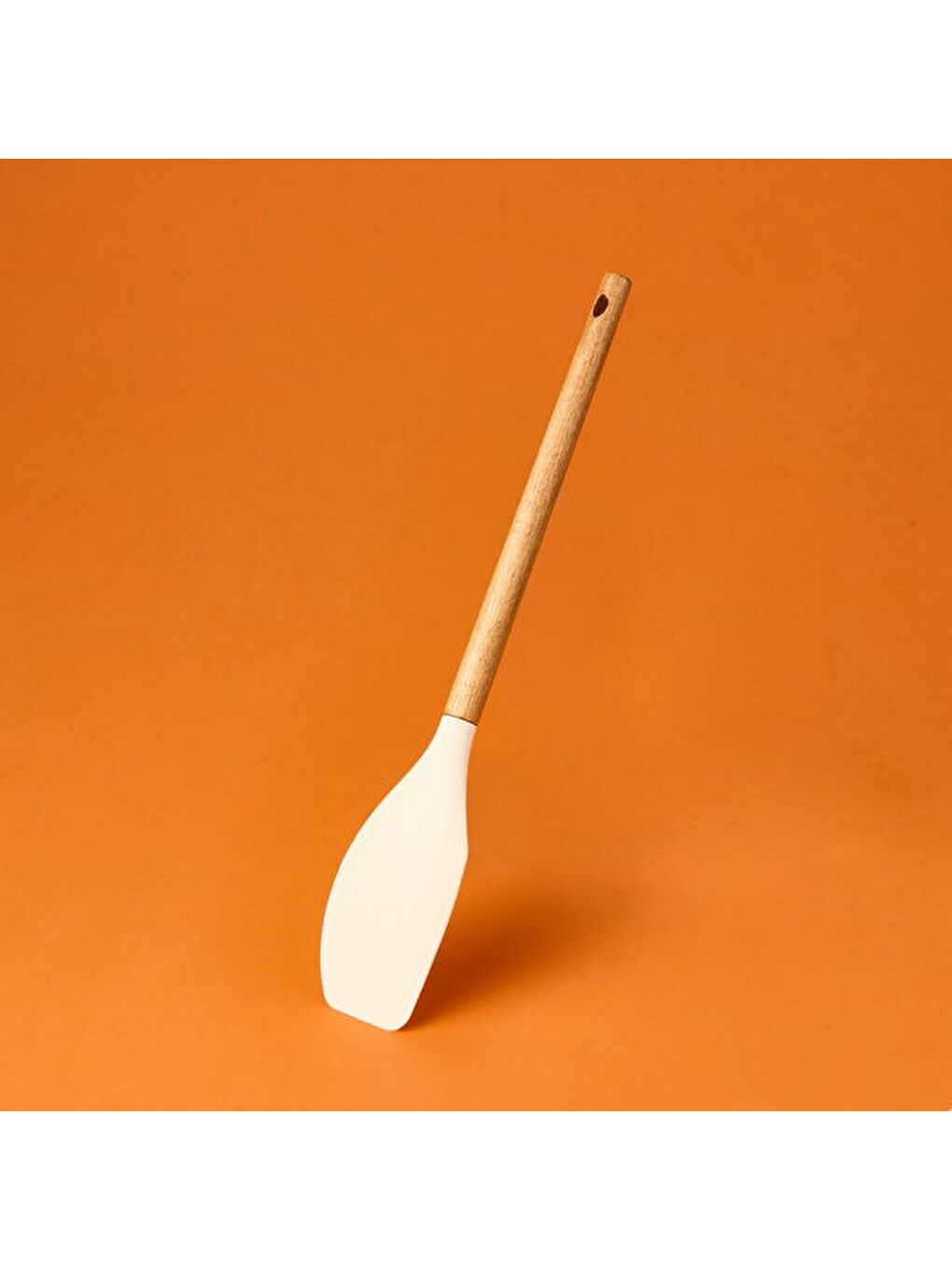 Ahşap Saplı Silikon Spatula - Krem / Kahverengi