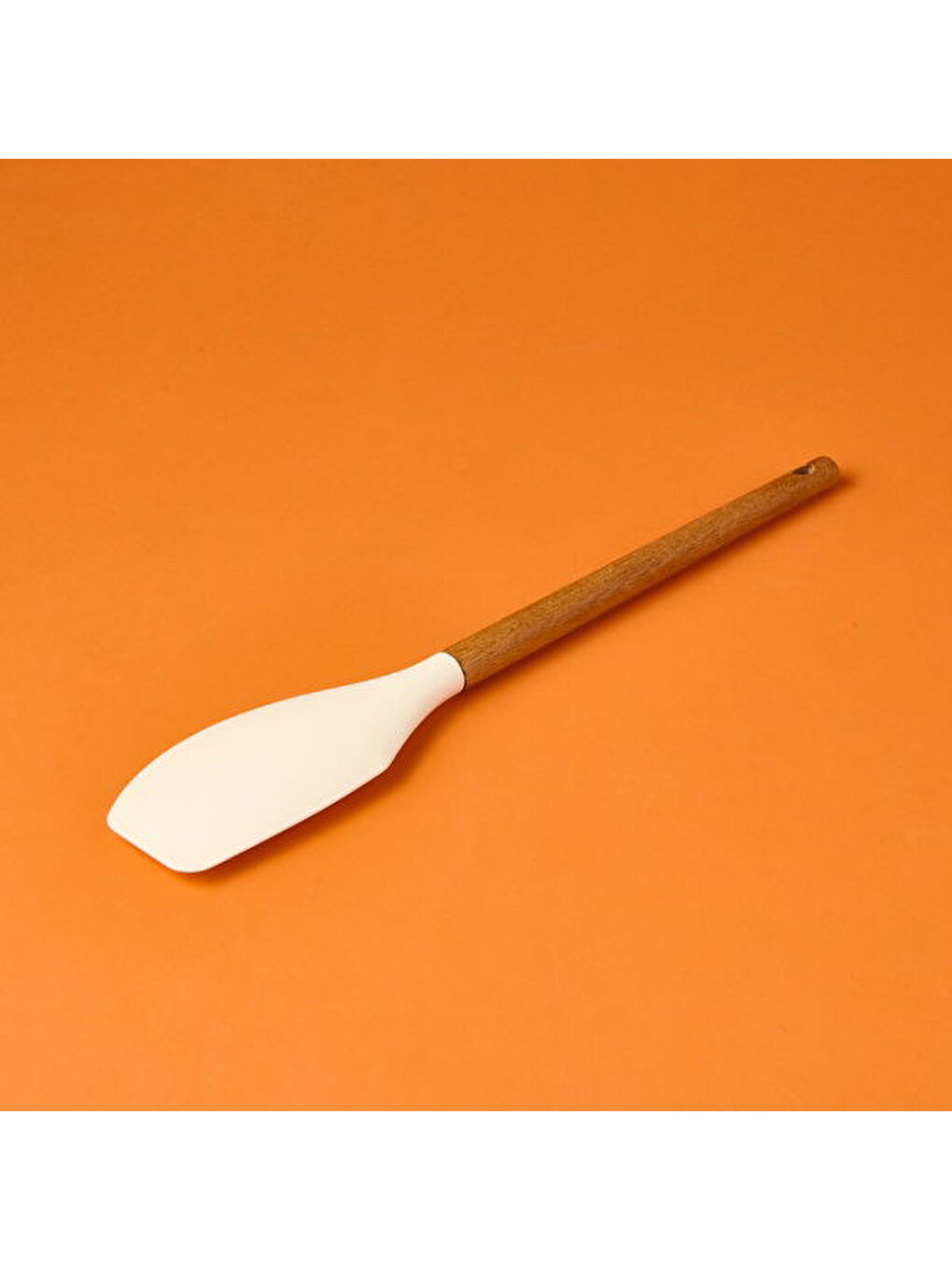 Ahşap Saplı Silikon Spatula - Krem / Kahverengi-2