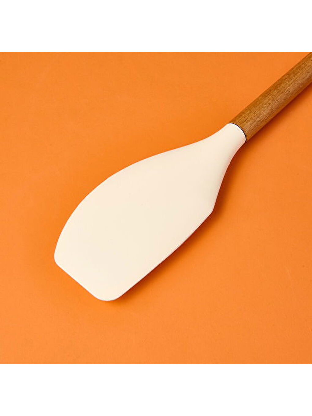 Ahşap Saplı Silikon Spatula - Krem / Kahverengi-3