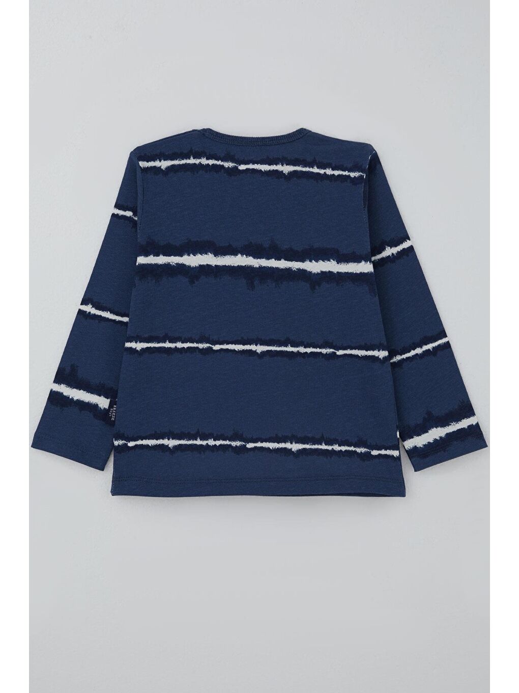 Erkek Bebek Uzun Kollu Tişört Patlı Batik Çizgi Desenli Lacivert (9 Ay-3 Yaş)-1