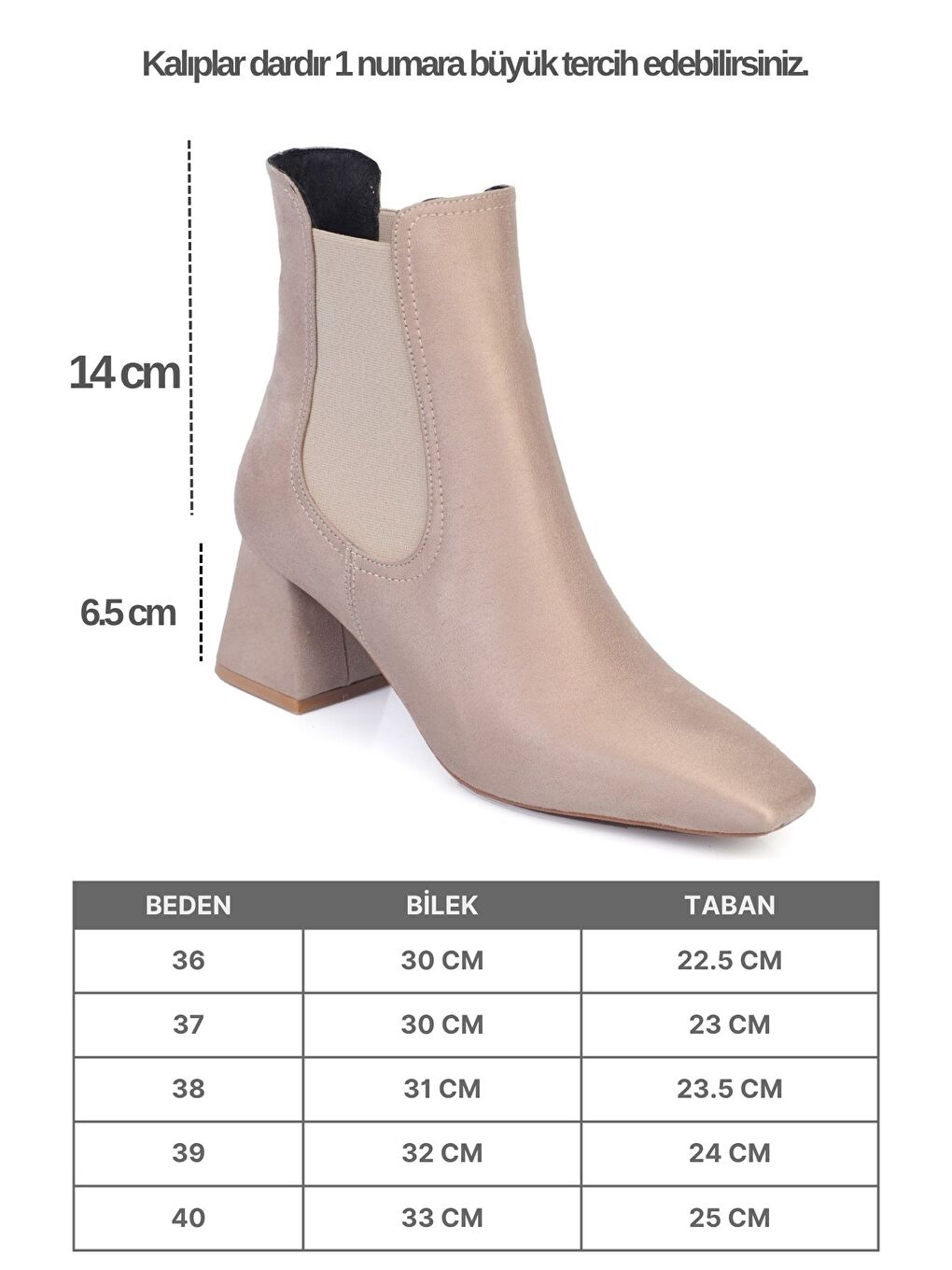 Bej Ronny Sivri Burunlu Yandan Lastikli Kadın Bot-6