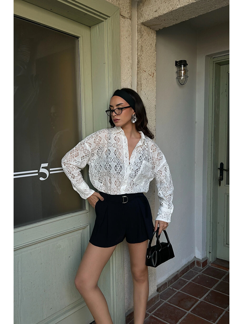 Kadın Beyaz Dantel Gömlek 0999-24070-2