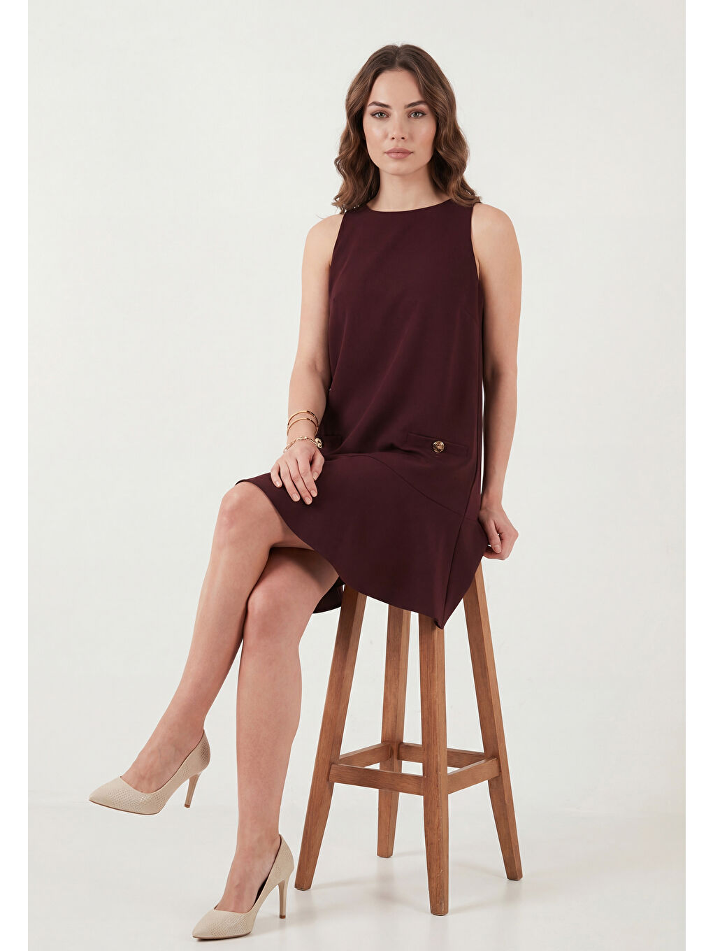 Bordo Kolsuz Mini Boy Cepli Elbise 6525734-2