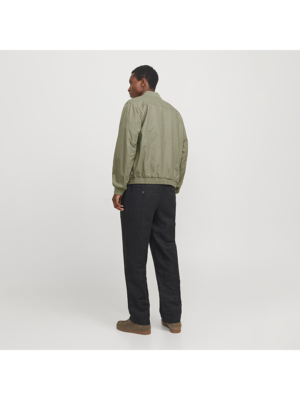 Blaleister Linen Blend Bomber Erkek Haki Klasik Yaka Ceket-2