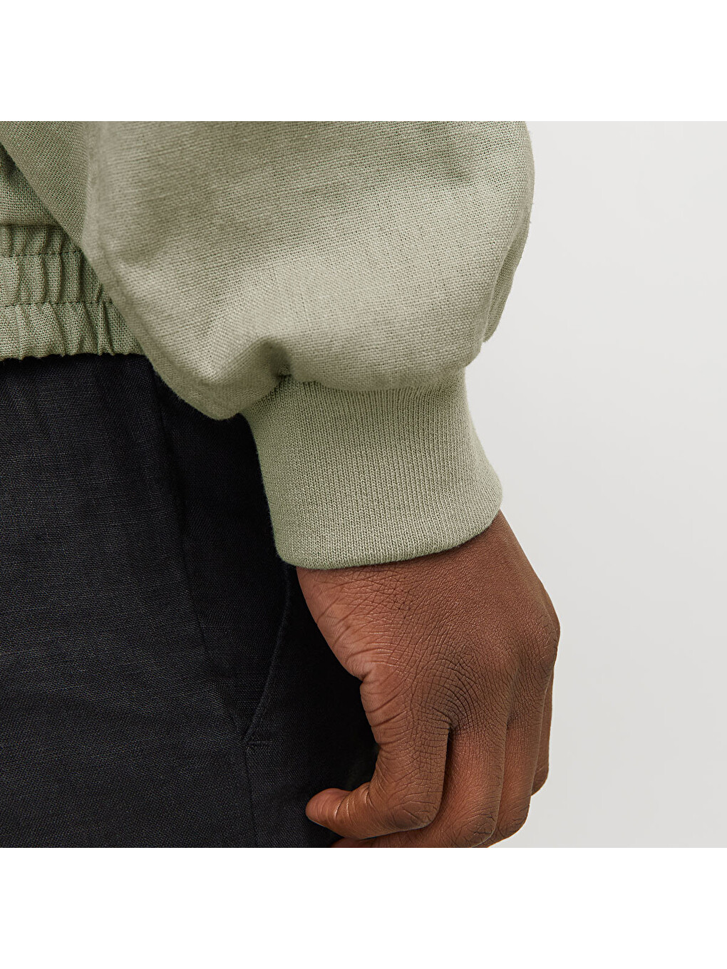 Blaleister Linen Blend Bomber Erkek Haki Klasik Yaka Ceket-3
