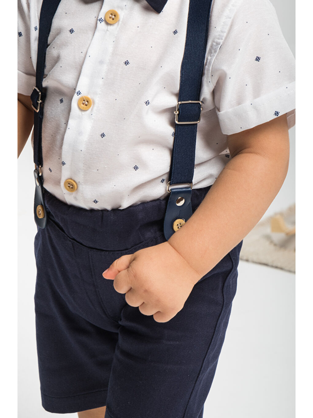 Lacivert 4 Parça Yazlık Erkek Çocuk Gömlekli Slopetli Takım-1