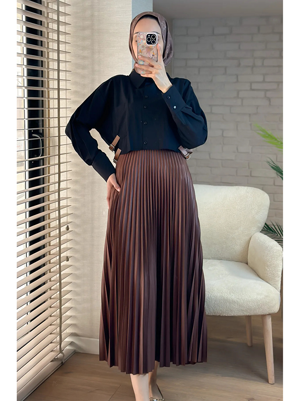 Bordo Kadın 3Lü Paket Lastikli Pilise Bol Yazlık Uzun Etek-2