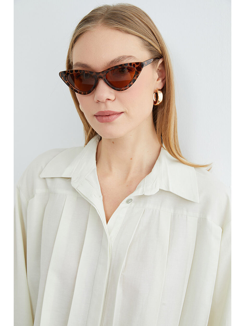 Yeşil Pileli Geniş Kol Salaş Crop Gömlek-3