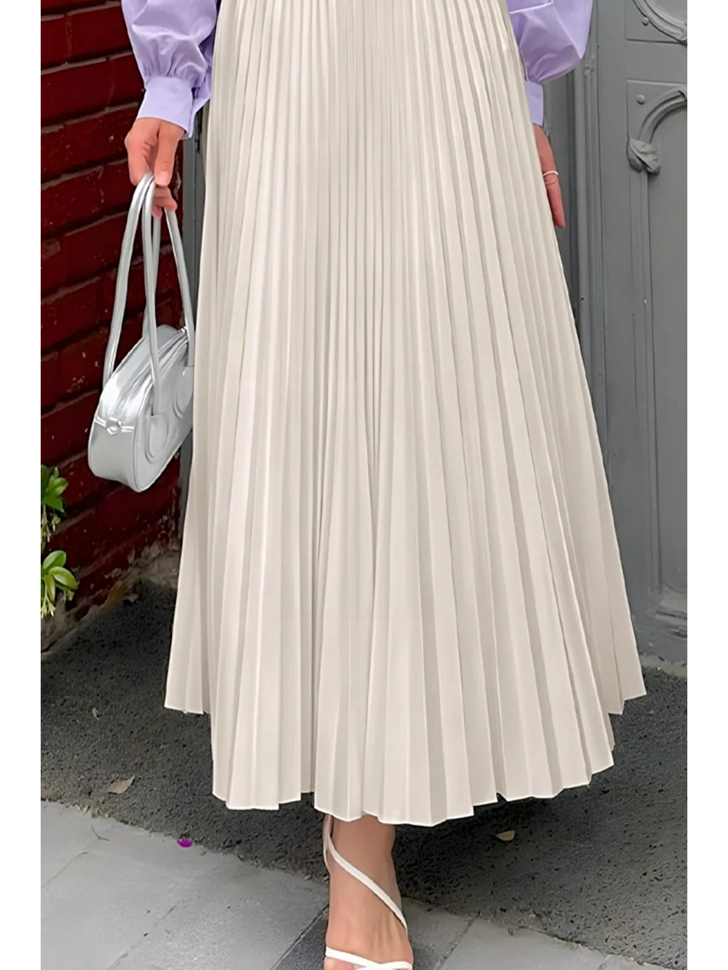 Siyah Kadın 3 Lü Paket Basic Pilise Bol Yazlık Uzun Etek-5