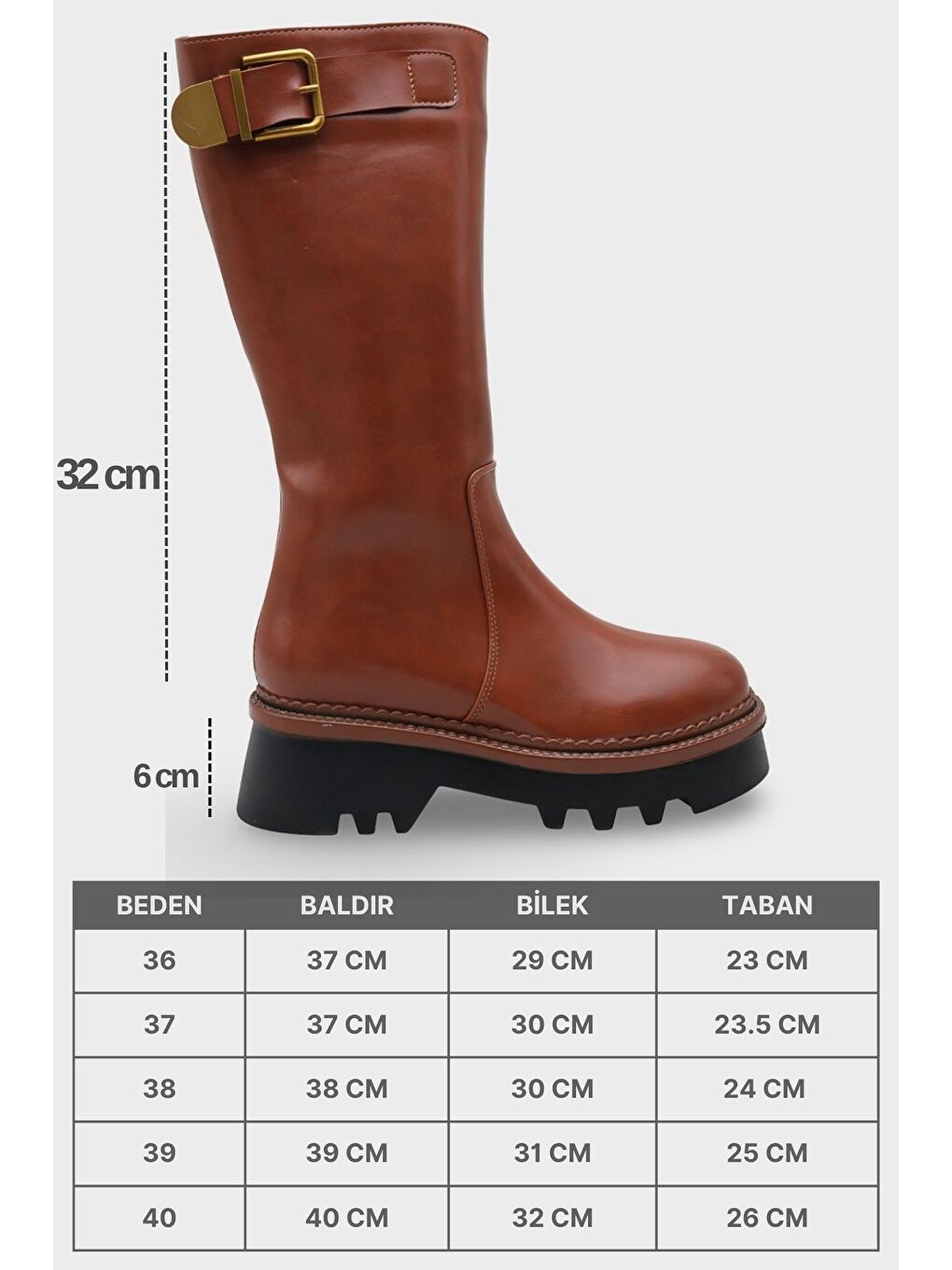 Kahverengi Norry Trak Tabanlı Metal Tokalı Yandan Fermuarlı Kadın Çizme-6