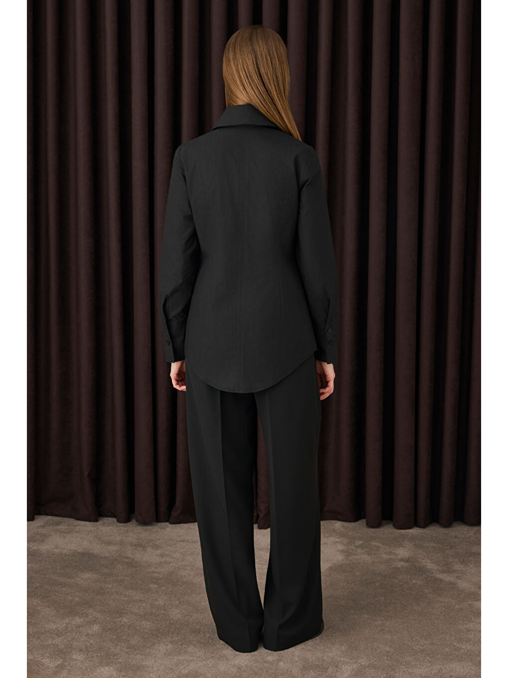 Yırtmaç Detaylı Gömlek Siyah-3