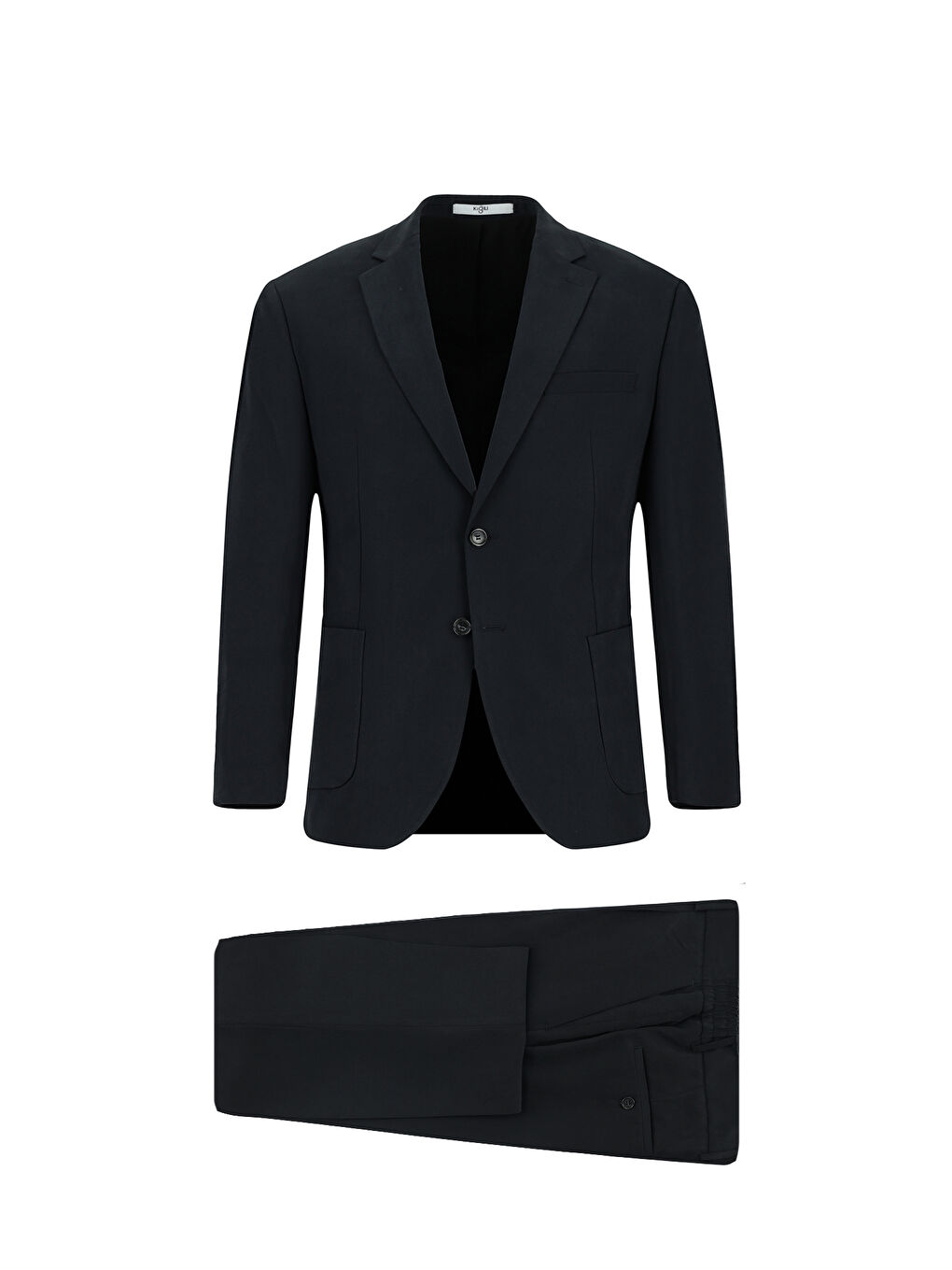 Siyah Regular Fit Beli Lastikli Modal Karışımlı Takım Elbise