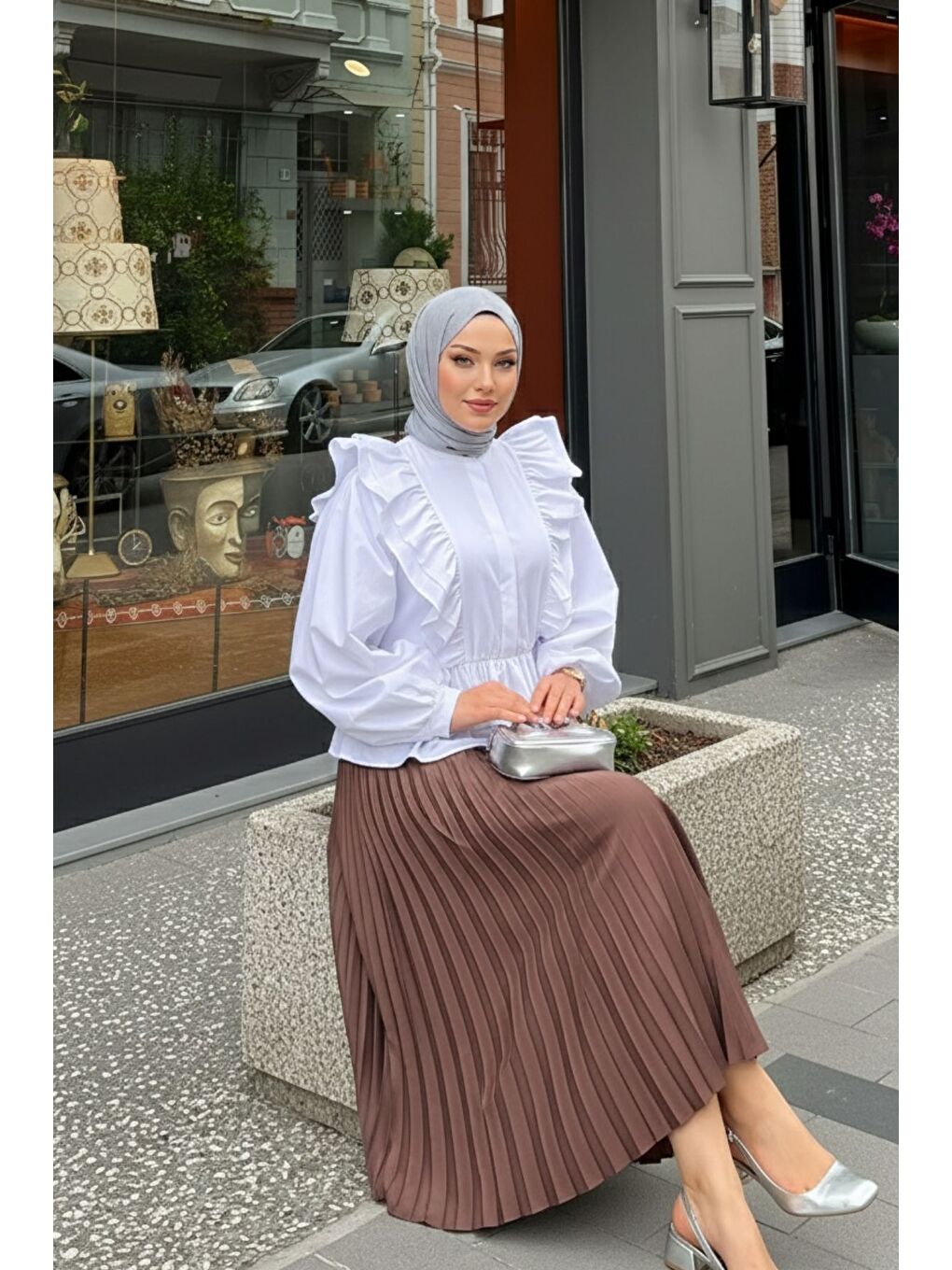 Kahverengi Piliseli Etek-3