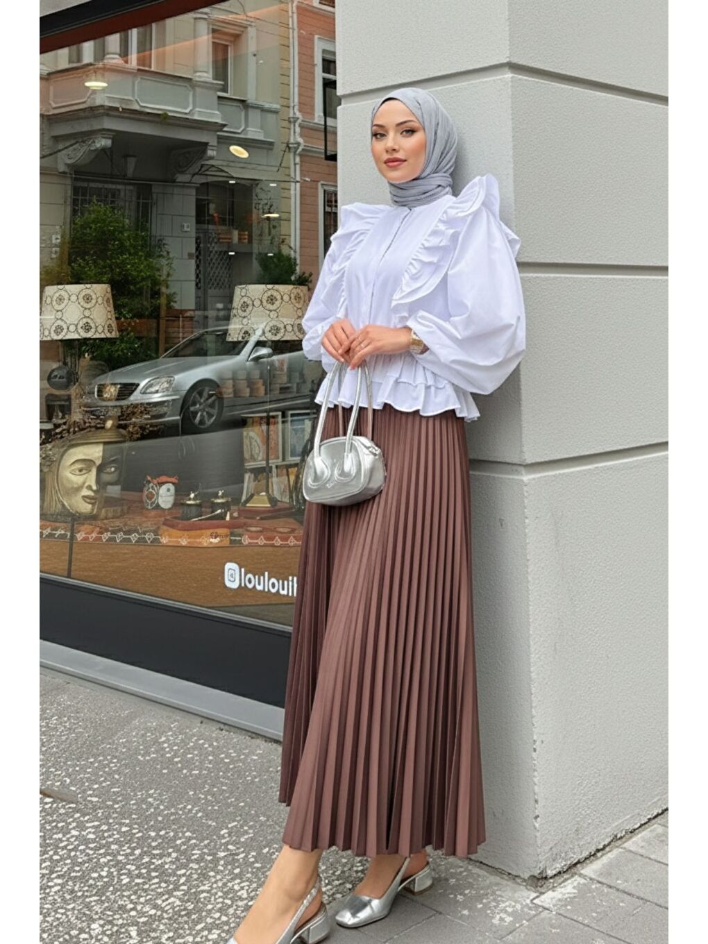 Kahverengi Piliseli Etek-4