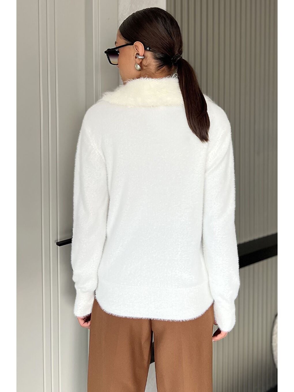 Ekru Cep Boncuklu Şardonlu Triko Ceket (s,m,l,xl Uyumludur)-3