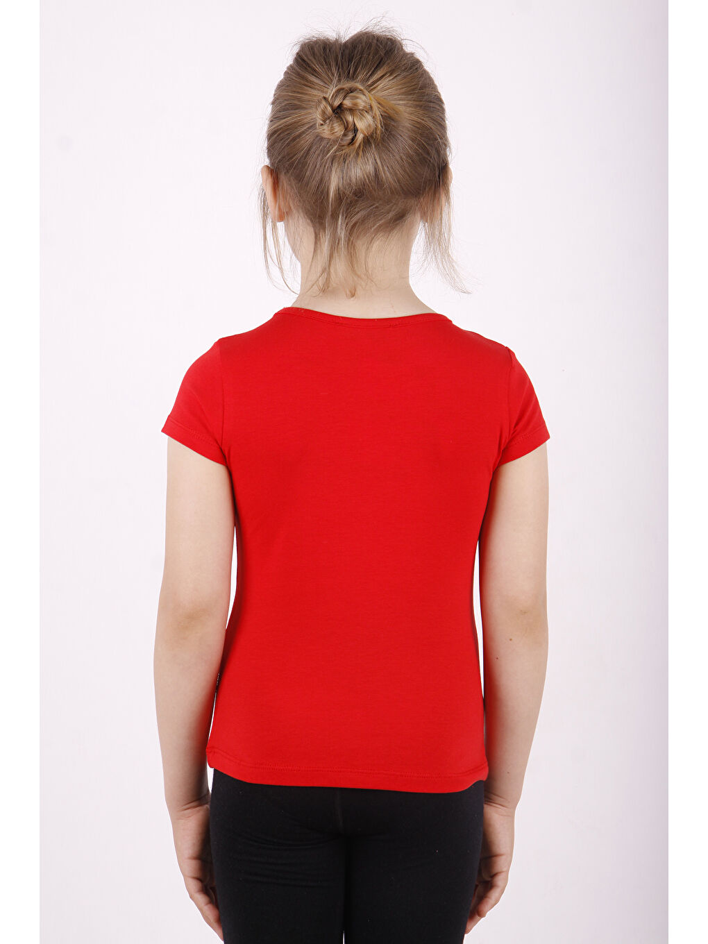 Kırmızı Kız Çocuk Kalpli Tavşan Baskılı Tişört-2