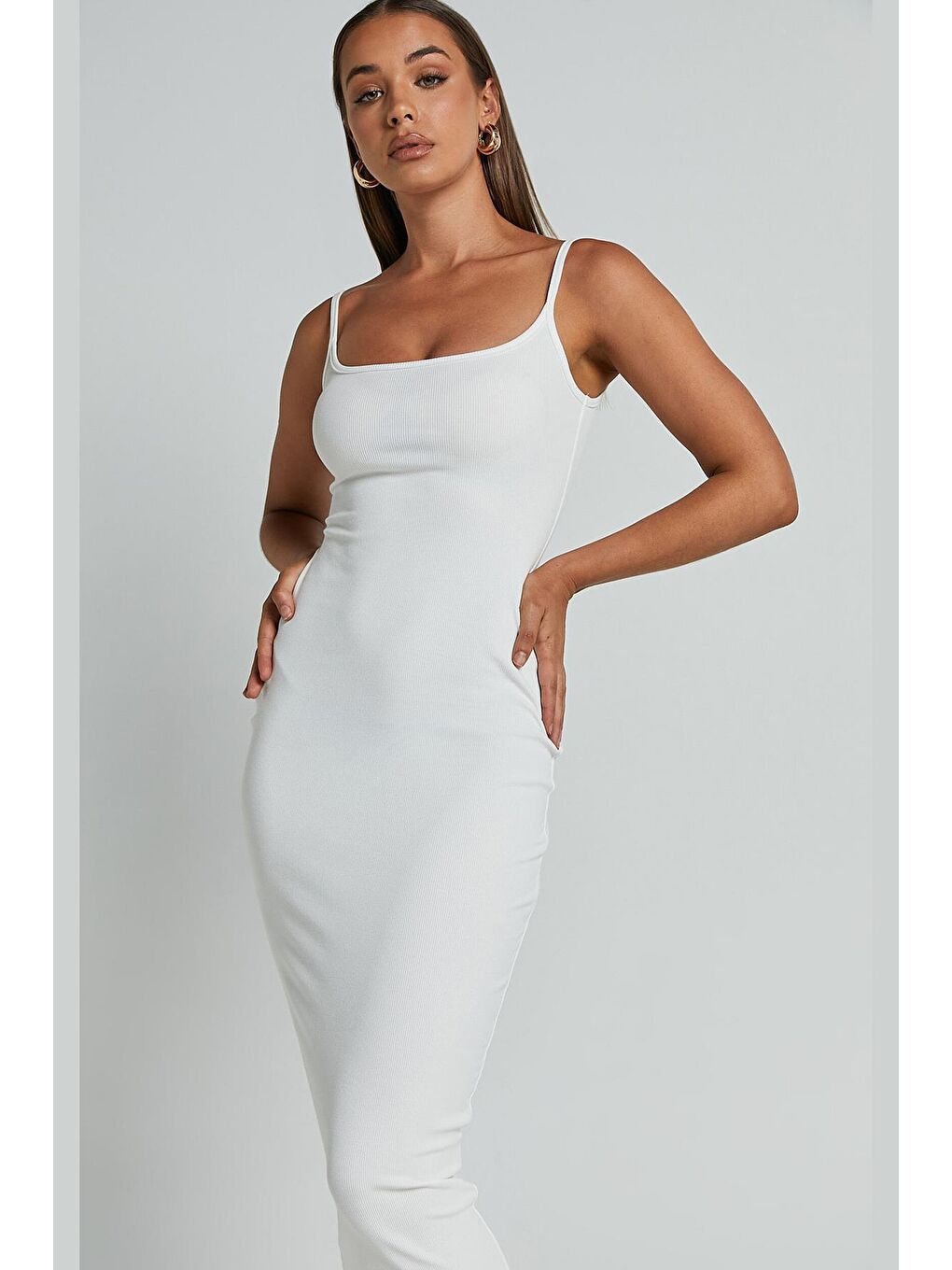 Beyaz Askılı Kaşkorse Basic Elbise Mg1984-1