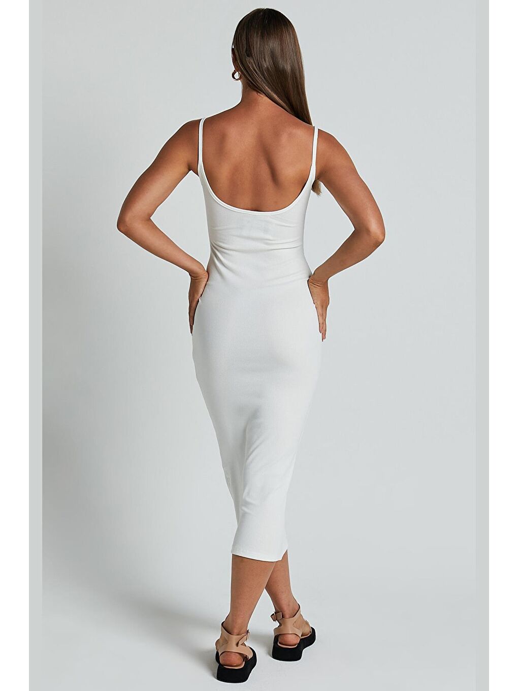 Beyaz Askılı Kaşkorse Basic Elbise Mg1984-2