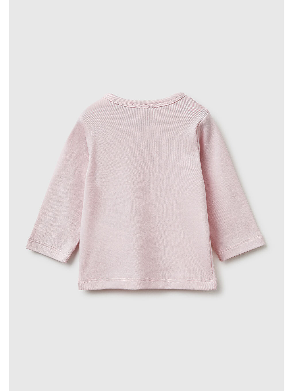 Bebek Toz Pembe Su Bazlı Logo Baskılı Omzu Gizli Çıtçıtlı Uzun Kollu T-Shirt-1